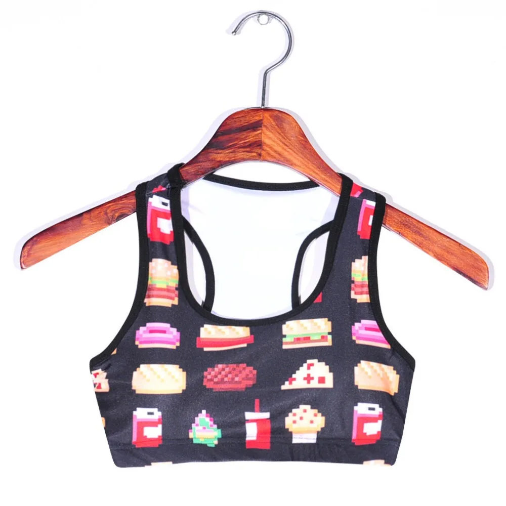 Женский короткий жилет для фитнеса с принтом в виде Пиксельной еды беспроводное