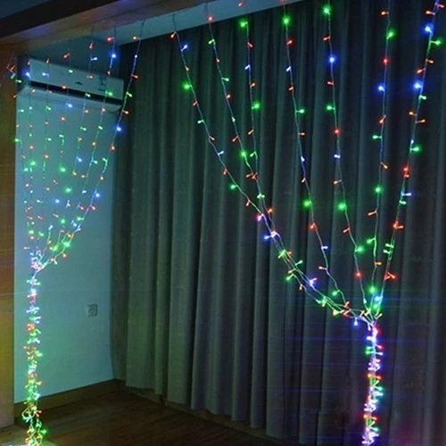 colorful 3,5 M/3x1 м/3x2 м/3x3 м/6x3 м светодиодный сосулька Шторы светящиеся гирлянды на Рождество на открытом воздухе для свадьбы украшение праздника 110V 220V - Испускаемый цвет: colorful