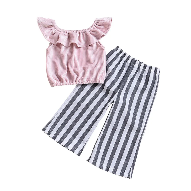 Модный комплект из 2 предметов топ на бретелях с оборками и открытыми плечами +