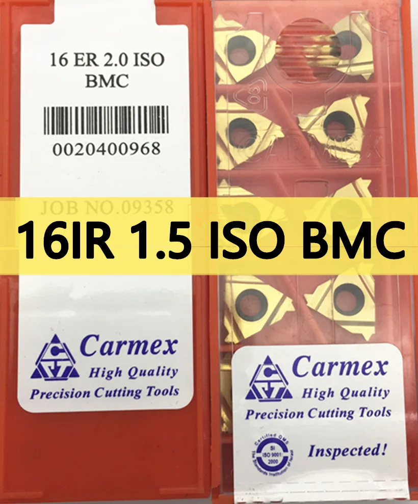 16IR 1 5 ISO BMC 10 шт./компл. карбидная вставка Carmex CNC с внутренней резьбой обработка