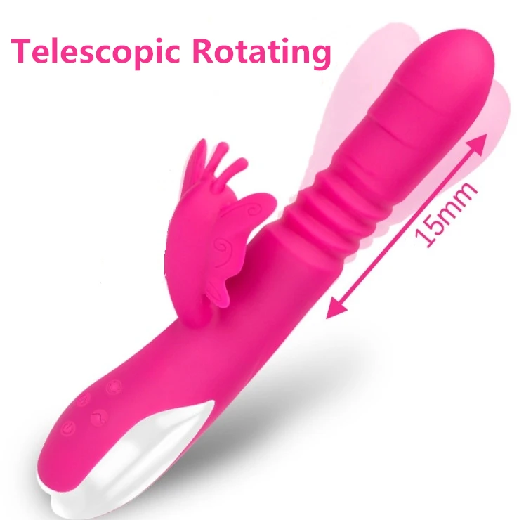 Телескопический Вибратор Кролик вращающийся 9 скоростей фаллоимитатор для