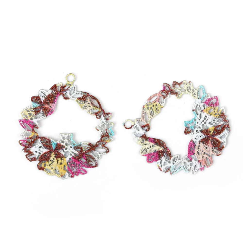 DoreenBeads полые круглые подвески из железного сплава Разноцветные Подвески в