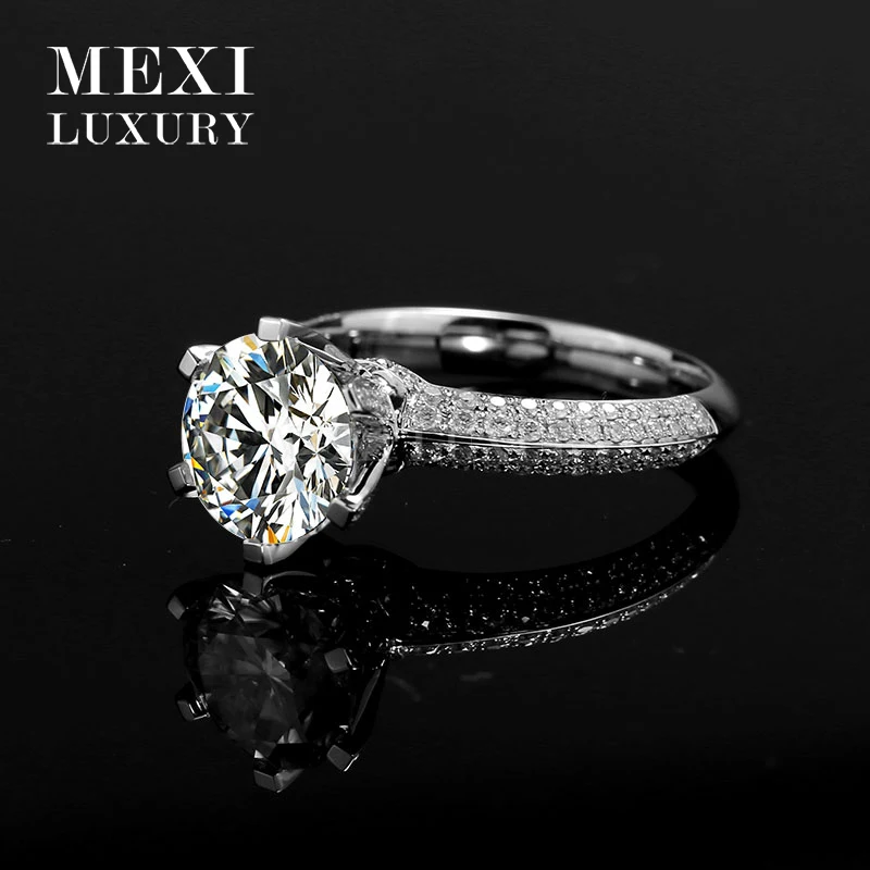 18 К белого золота Обручение кольцо с 2.0ct moissanites обручальные кольца|Кольца| |