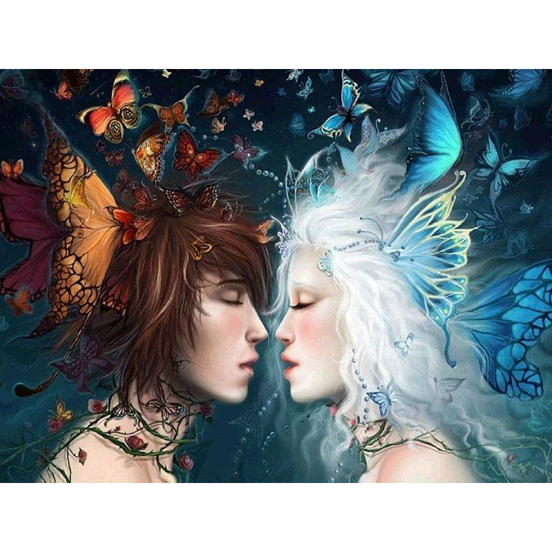 DIY 5D Алмазная живопись Мозаика Бабочки Пары Ручная вышивка Набор для домашнего декора.