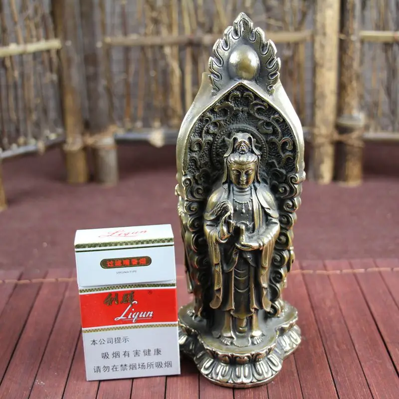 Китай Медь 3 лица Kwan-yin guan yin статуя Будды бесплатная доставка | Дом и сад