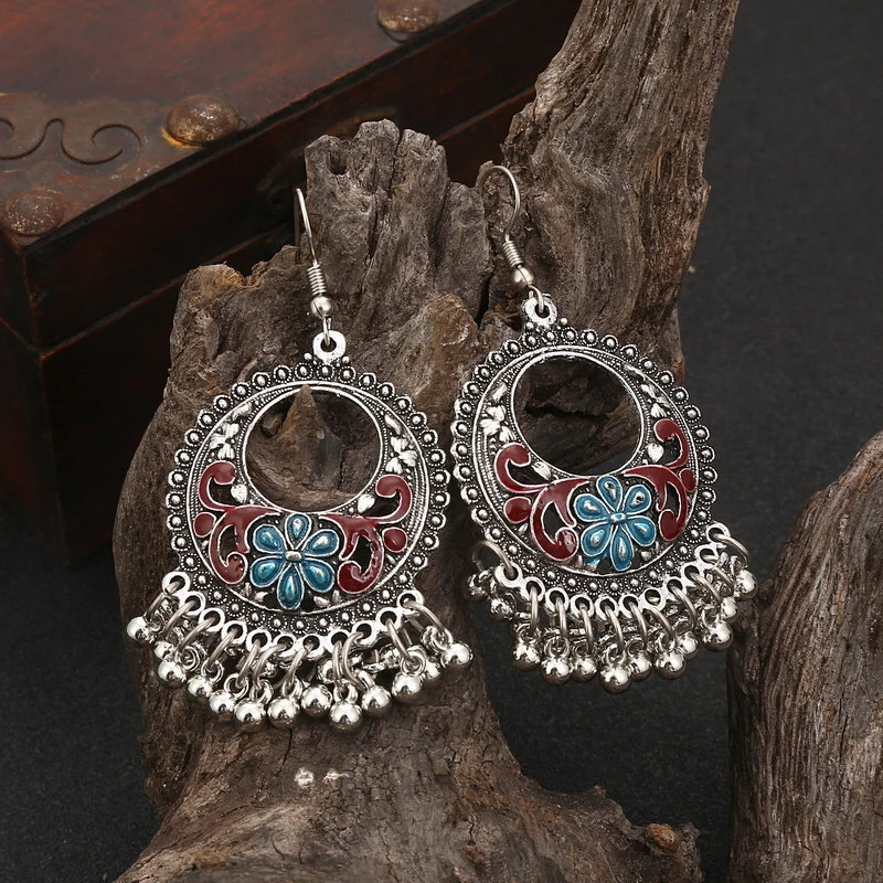 Винтажные висячие серьги в стиле бохо для женщин полые геометрические масляные