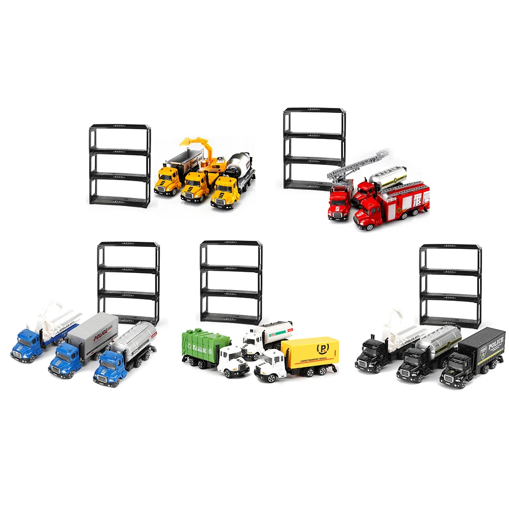 Engineering Car Model Set 1:64 Mini Toys Cars 3pcs Alloy Plastic Diecasts + Display Stand Gift For Kids (L:W:H)12:4:5Cm | Игрушки и
