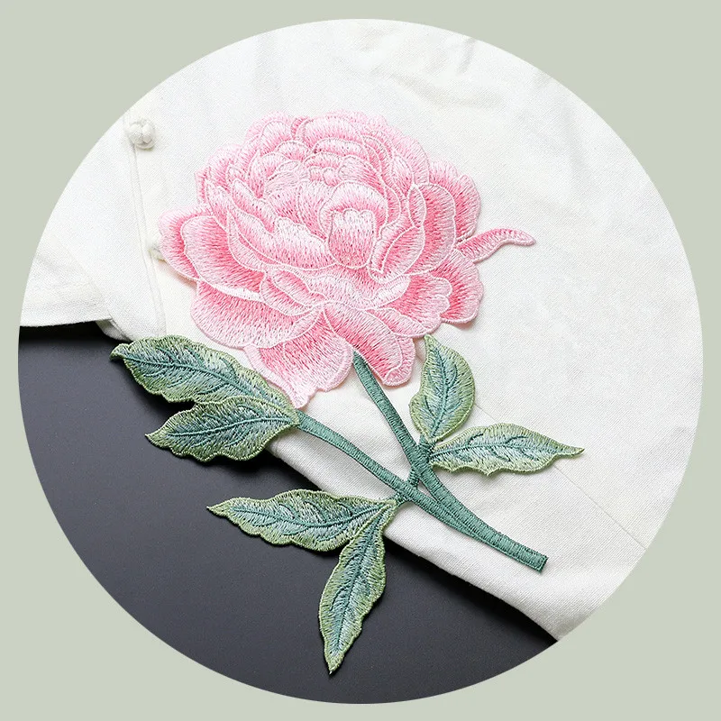 

Spring new camellia large cloth patches decoration repair embroidery DIY sewing-on accessories flower patch