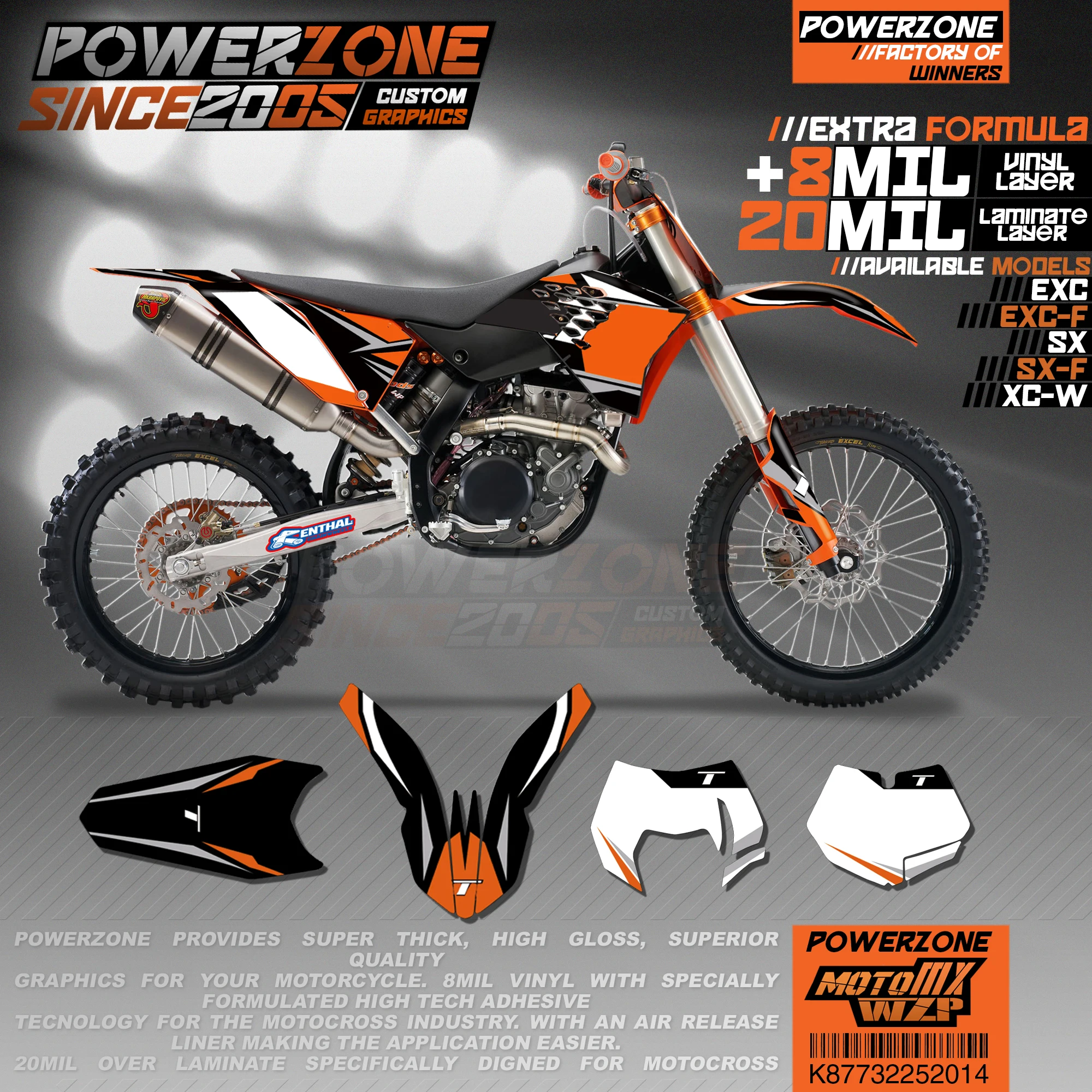 PowerZone пользовательские команды графики фоны наклейки 3m Набор для KTM SXF MX EXC XCW Enduro