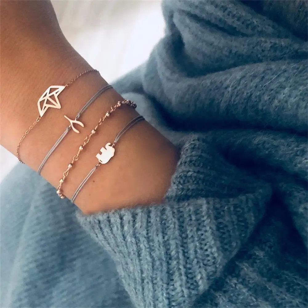 4 шт./компл. креативные золотые браслеты со слоном скелетом желаний лодкой и