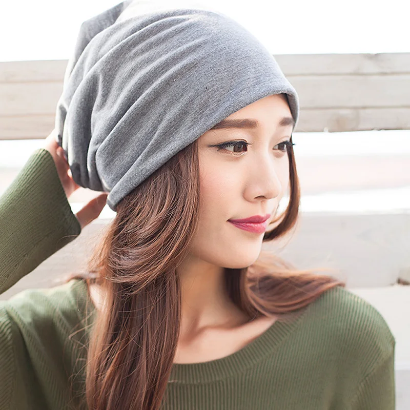 Женская Корейская зимняя шапка с рукавом тонкая однотонная универсальная Baotou