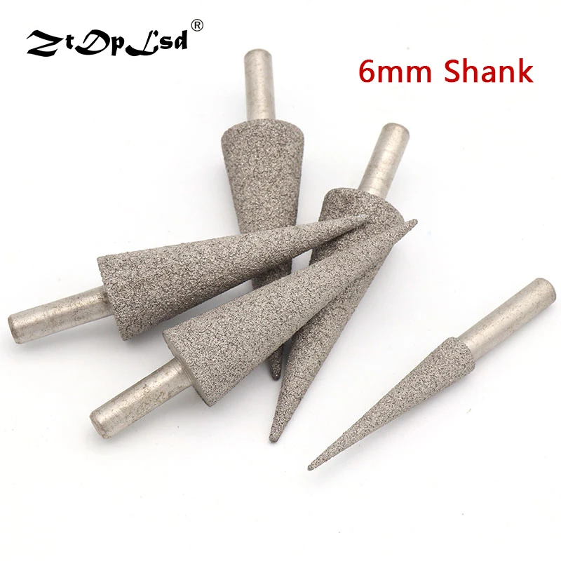 

1PCS 100 6MM Shank Grit Diamond Brazed Grinding Head Needle Bits Burrs Metal Stone Jade Engraving Carving Tools Tip Coarse