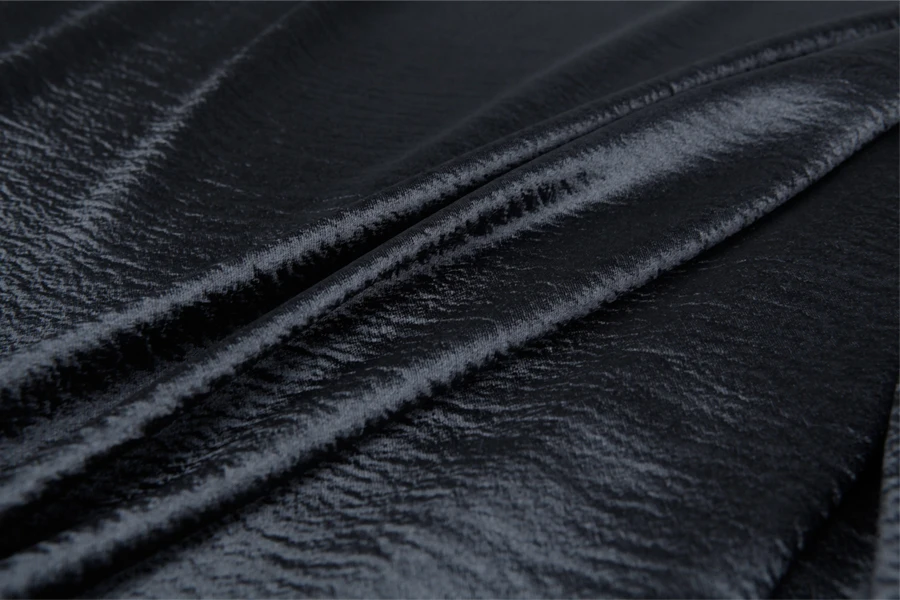 Блестящая модная ткань от кутюр эластичная мягкая блестящая черная с шитьем для