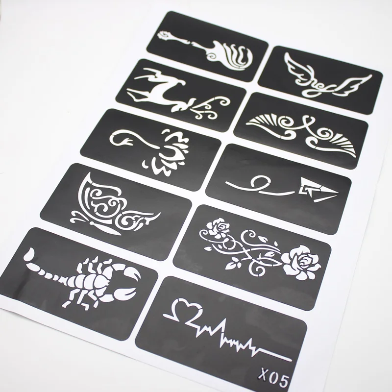 10 шт. трафареты для татуировок с маленькими цветами женщин девочек детей рисунок