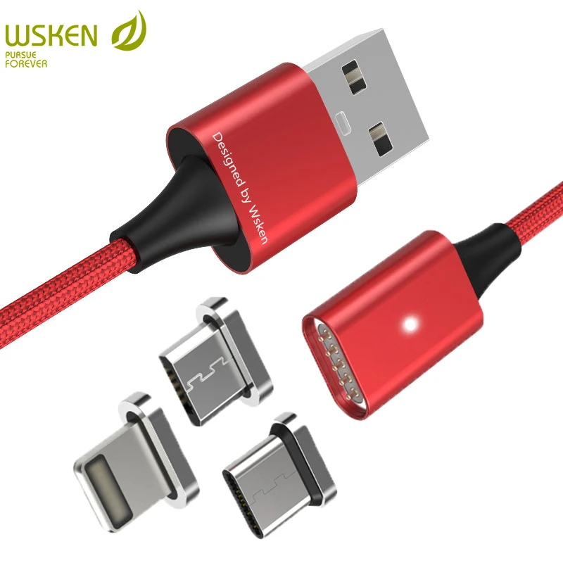 Кабель Micro USB WSKEN Lite1 магнитный кабель для быстрой зарядки Магнитный зарядный iPhone 1