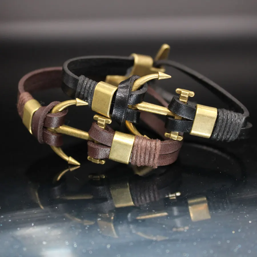 22 см мужские ювелирные изделия в пиратском стиле бронзовые браслеты с якорем из