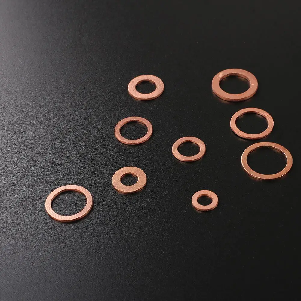 200 шт. однотонные медные шайбы Sump Plug ассорти с пластиковой коробкой 9 размеров |