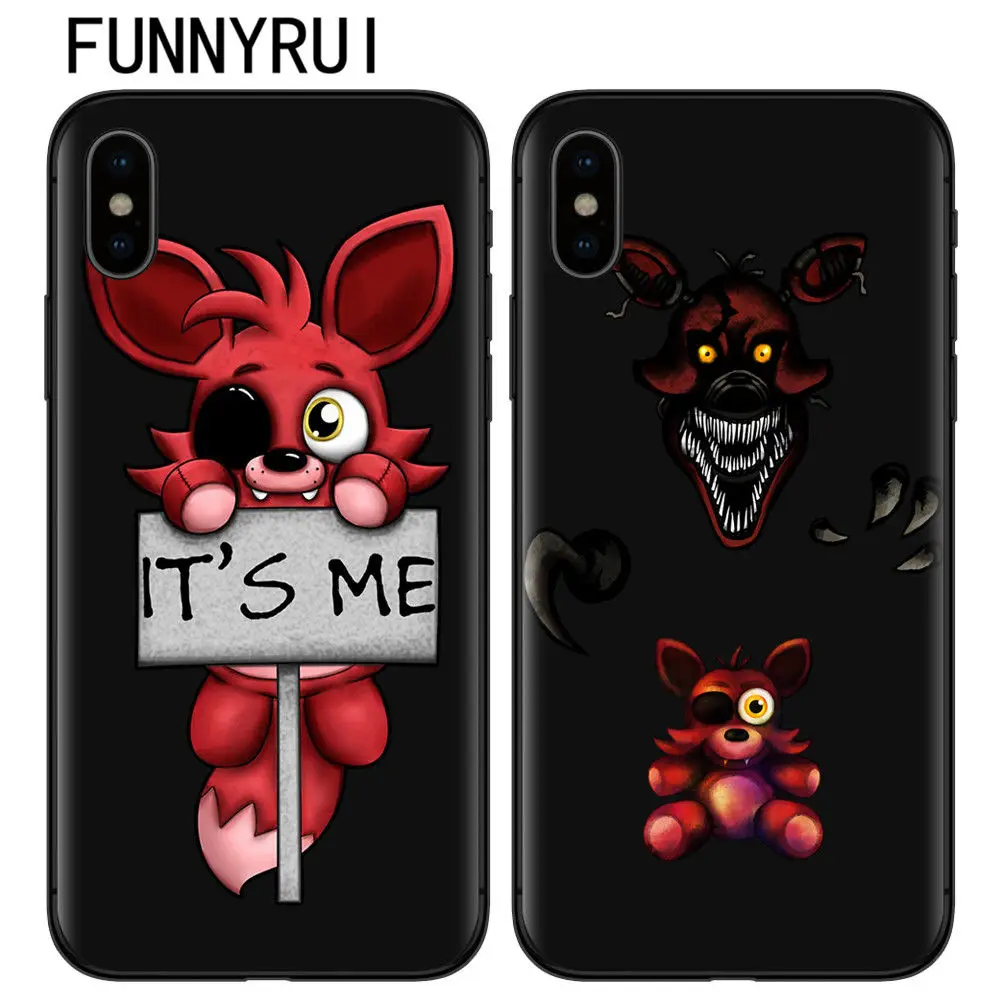 FUNNYRUI FNAF плюшевые Foxy Телефон чехол для iphone X 5 5S SE 6 6s 7 8 и плюс plus мягкий черный