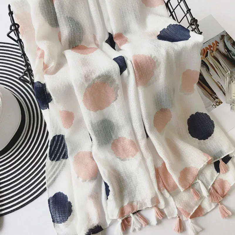 Осенний Модный женский длинный шарф с кисточками шали яркий розовый синий