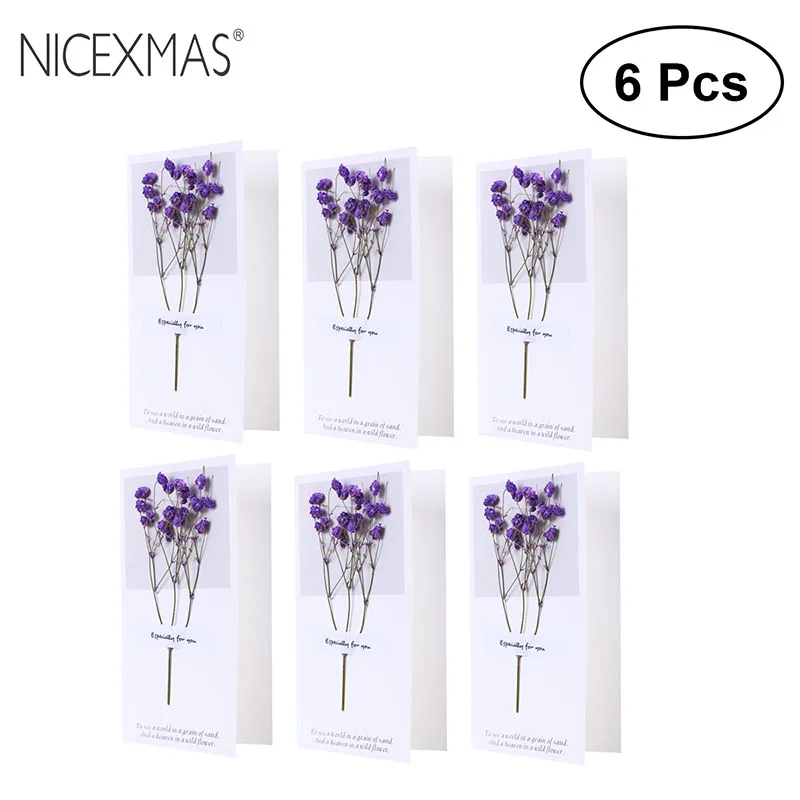 NICEXMAS 6 шт сушеные Цветочные поздравительные открытки фестиваль благословение