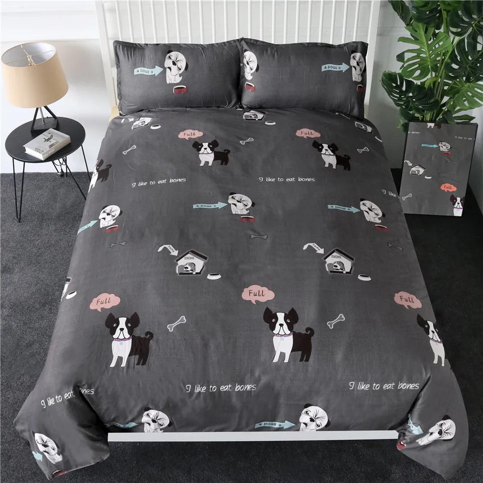 BeddingOutlet бульдог Постельное белье щенок собака Стёганое одеяло крышка с наволочками мультфильм Мопс простыни для детей 2/3/4 шт. двусторонний Комплект постельного белья