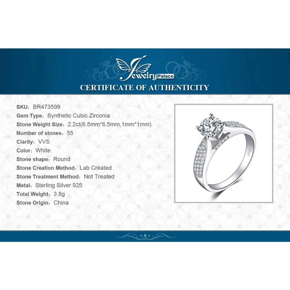JewelryPalace мода круглый кубического циркония обручальное кольцо для Для женщин