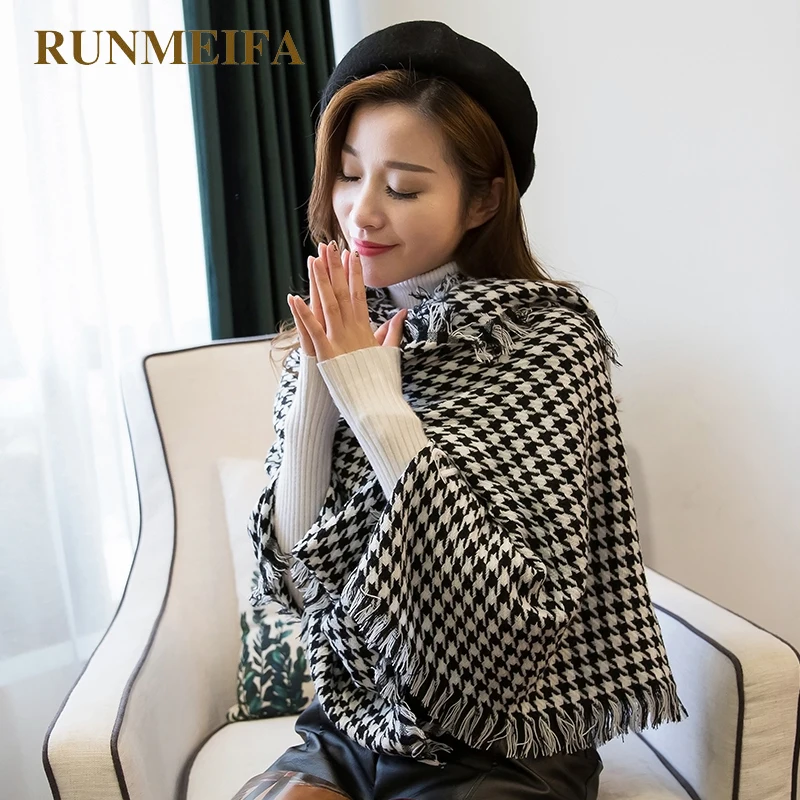 Роскошный брендовый клетчатый кашемировый шарф одеяло теплые шали и накидки