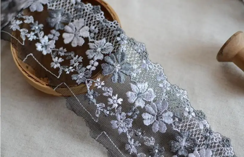 3Метровая ширина 8см черная и кофейная сетчатая вышивка кружевная отделка ленты для одежды, ободок, свадебный подарок, аксессуары DIY SC527.