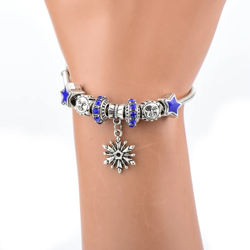 Szelam Рождественский подарок браслет со снежинками и подвесками женские браслеты
