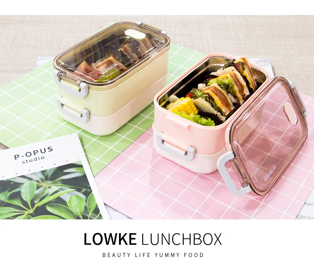 Портативный креативный Студенческая коробка для завтрака Bento Box пластиковый офисный автомобиль подходит для нагревания в микроволновке квадратный двухслойный контейнер для еды