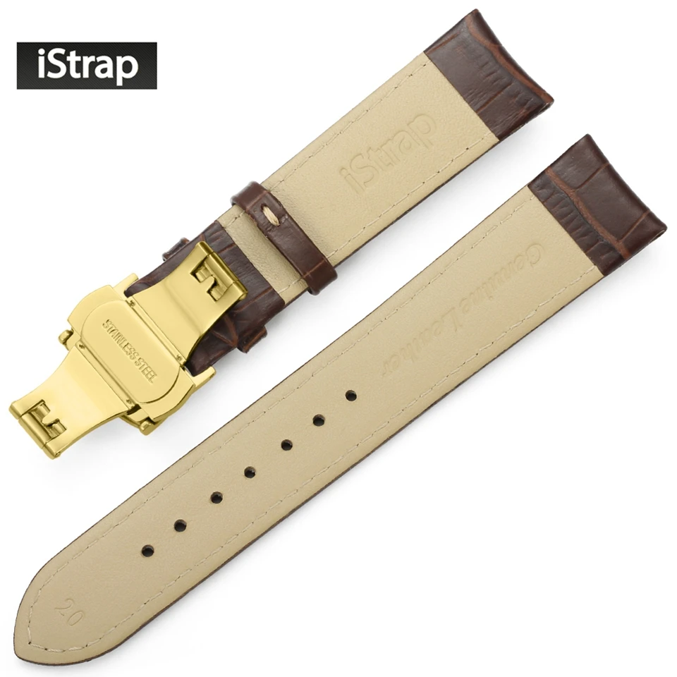 Ремешок iStrap 18 мм 19 20 21 22 24 ремешок из натуральной кожи с золотой Бабочкой Пряжка