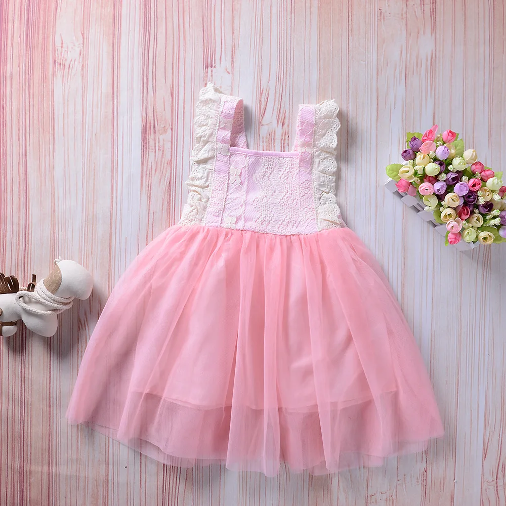 Платье для маленьких девочек летний сетчатый Слинг без рукавов кружевные платья
