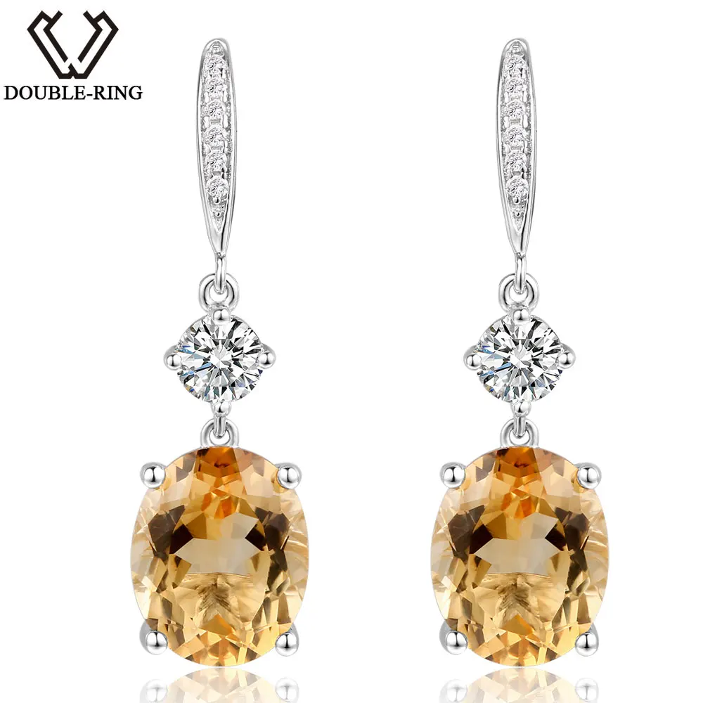 бижутерия серьги с камнями Дважды R натуральный цитрин Серьги 5.00 ct Подлинная