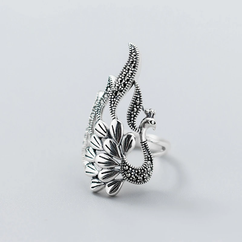 Кольцо с птицей для домашних животных 925 Серебряное ювелирное изделие винтажное