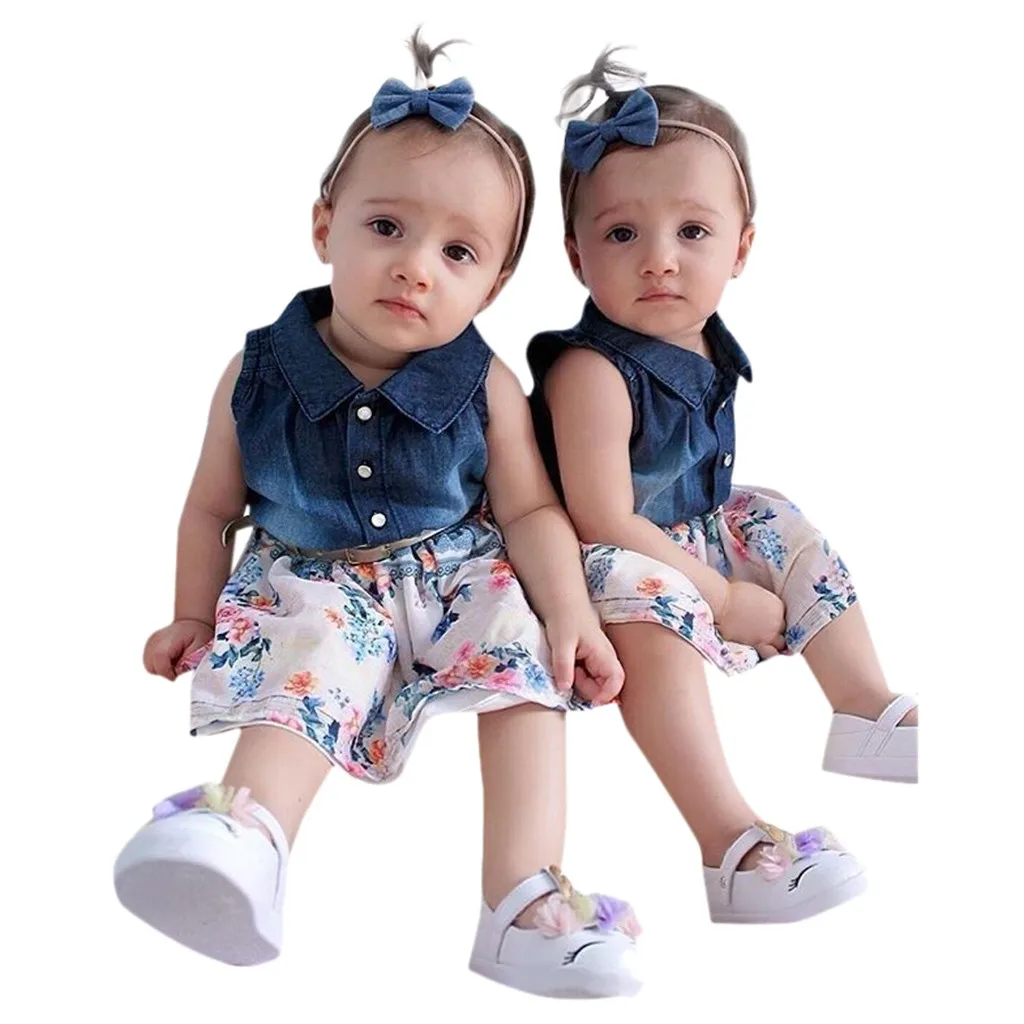 Muqgew для малышей Одежда детей девочек джинсовый топ в стиле пэчворк платье