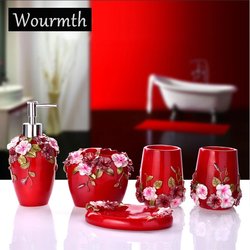 Wourmth ExquisiteScalpture Soap Holder Dishes Toothbrush Cup Liquid Dispenser Bathroom Accessories Set Craft Gift | Дом и сад