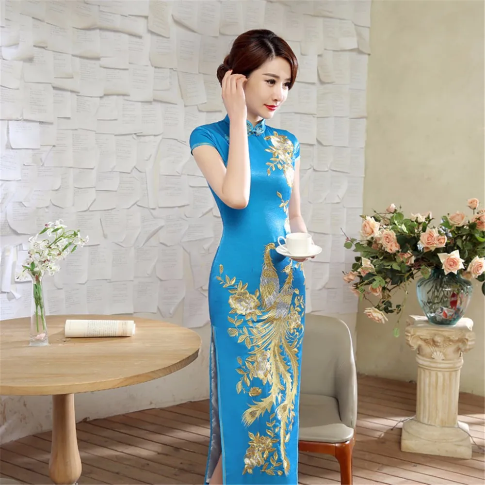 Шанхай история Феникс Вышивка Восточный стиль платья Qipao женское традиционное платье Китайский Cheongsam длинное китайское платье красный