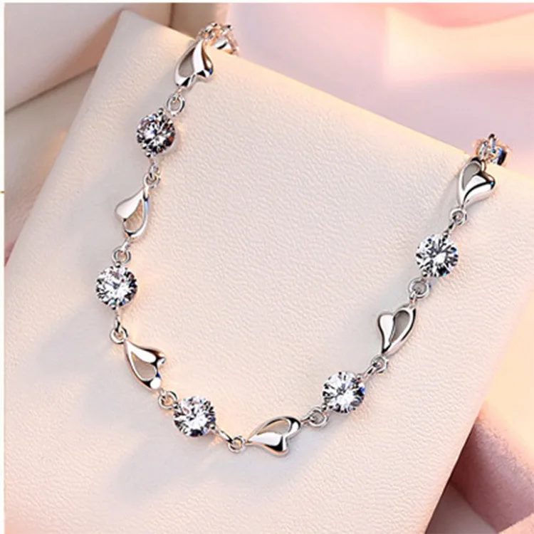 Браслет из 925 серебра с цирконом. Женская корейская версия. Простая, персональная, олицетворяющая собой юность студентов. Подарок на день рождения для девушки.