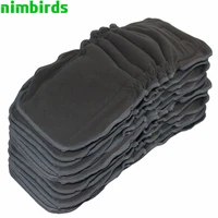 5 pcs reusable bamboo charcoal insert baby cloth diaper mat nappy inserts changing liners 5layer gussets bamboo charcoal insert