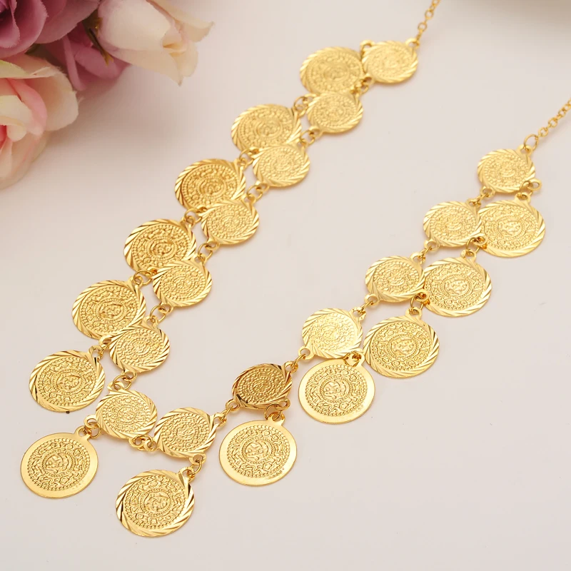 

45cm High Quality Islam Coin Chocker Chain Jewelry Arab Necklace Gold Color Africa Middle East Metal Coin /Israel/Turkey/Egypt