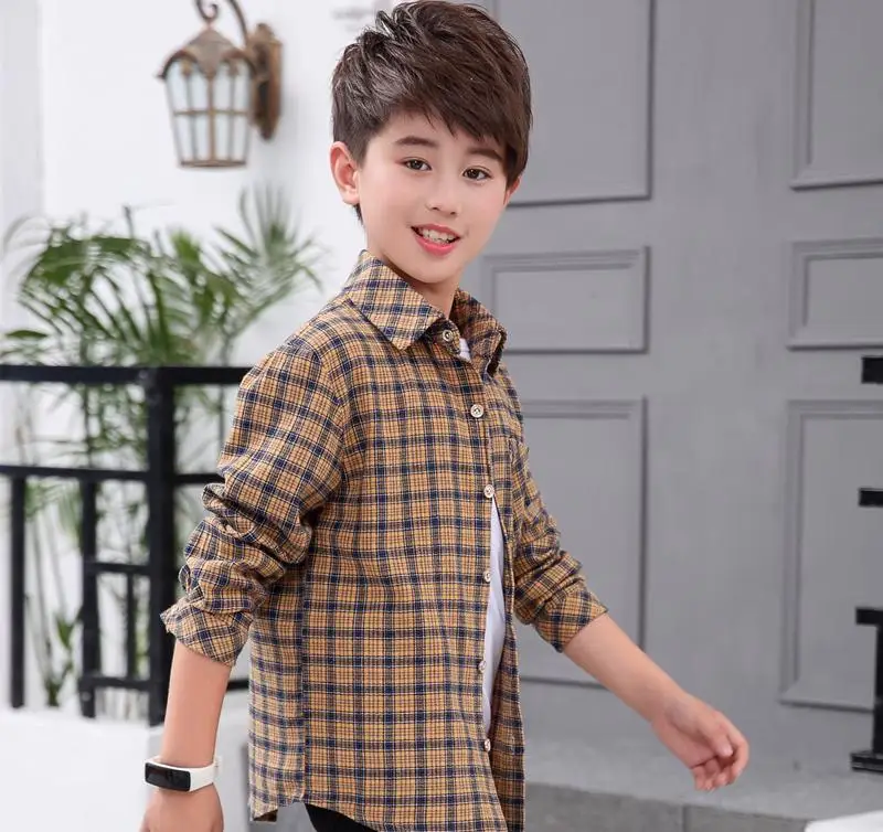 Plaid Shirts For Boys Tops Autumn Children Clothing Teenager Outerwear Kids Blouse Infant Toddler Boy Shirts Chemise Garcon - Цвет: 10