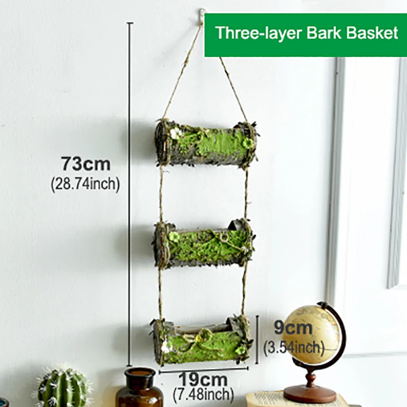 1 шт. настенный слой натуральная деревянная корзина для коры Искусственные цветы