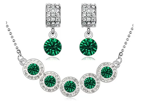 birthday gift fashion Jewelry set round rainbow brand design top quality AAAA+ Zircon rhinestones Necklace Earring | Украшения и