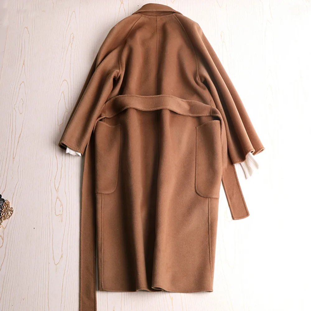 Мех история Для женщин двусторонний Шерстяное пальто Высокое качество X-длинные