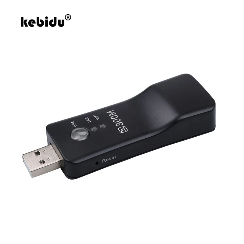 Kebidu универсальный беспроводной ТВ сетевой Wifi адаптер WPS 300 Мбит/с Wi-Fi ретранслятор RJ-45 сетевой кабель для samsung LG sony HD tv