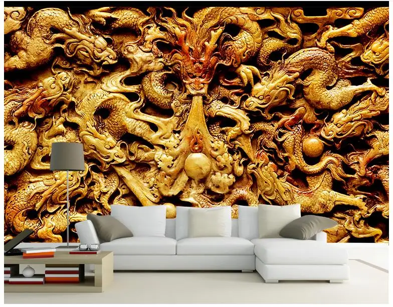 3d обои для стен сверкающий дракон жемчуг резной фон настенные фрески домашний