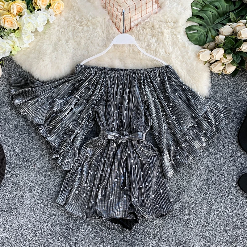 Женский комбинезон ALPHALMODA свободный с высокой талией и широким рукавом | Женская