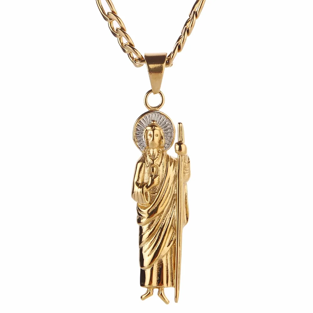 Цепочка с подвеской в виде Иисуса из нержавеющей стали 24 дюйма|saint jude|jesus medalgold medal