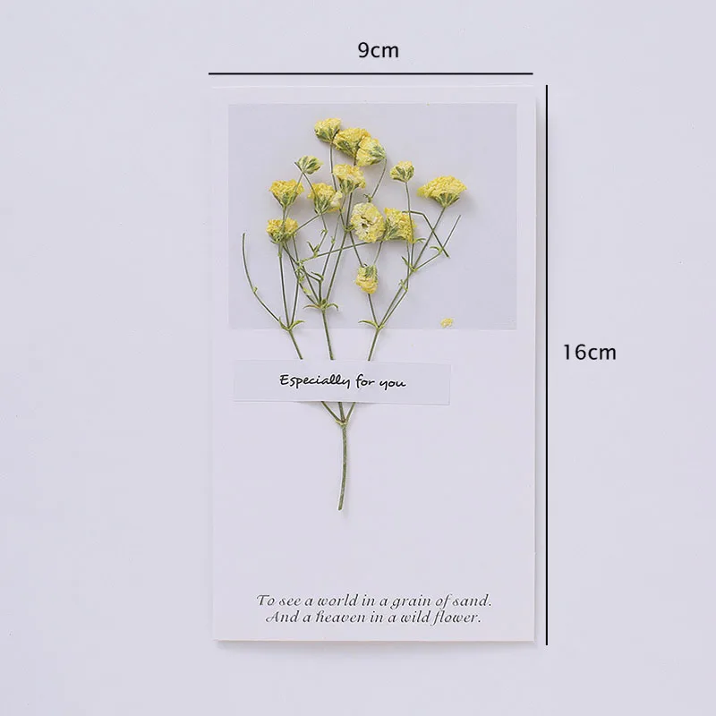 yellow Gypsophila 1 компл. Природа сушеные цветы складные пустые карты Гипсофилы спасибо подарок открытка Канцелярские конверт - Цвет: yellow Gypsophila