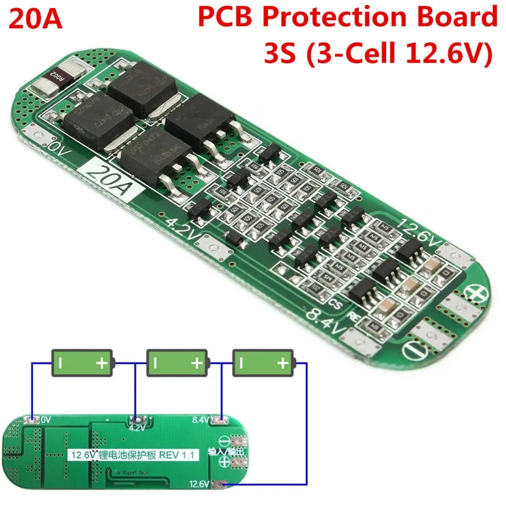 

1 шт. 3S 20A литий-ионный аккумулятор 18650 зарядное устройство PCB плата защиты BMS 12,6 V Cell